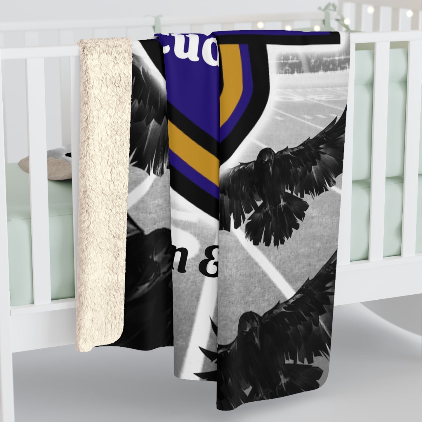 Baltimore Football Blanket Personalized Cuddle Up! Sherpa Fleece Blanket, Super Fan Custom Gift