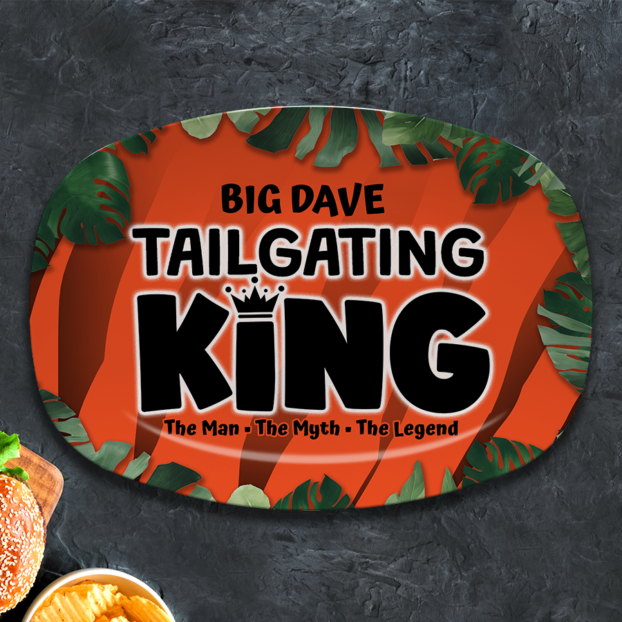 Grilling BBQ Platter, Personalized Bengals Serving Tray Platter For Barbecue Lover, Custom Gift From Kids, Bengals Football Game Day Tailgating Platter, Cincinnati Jungle Serving Plate