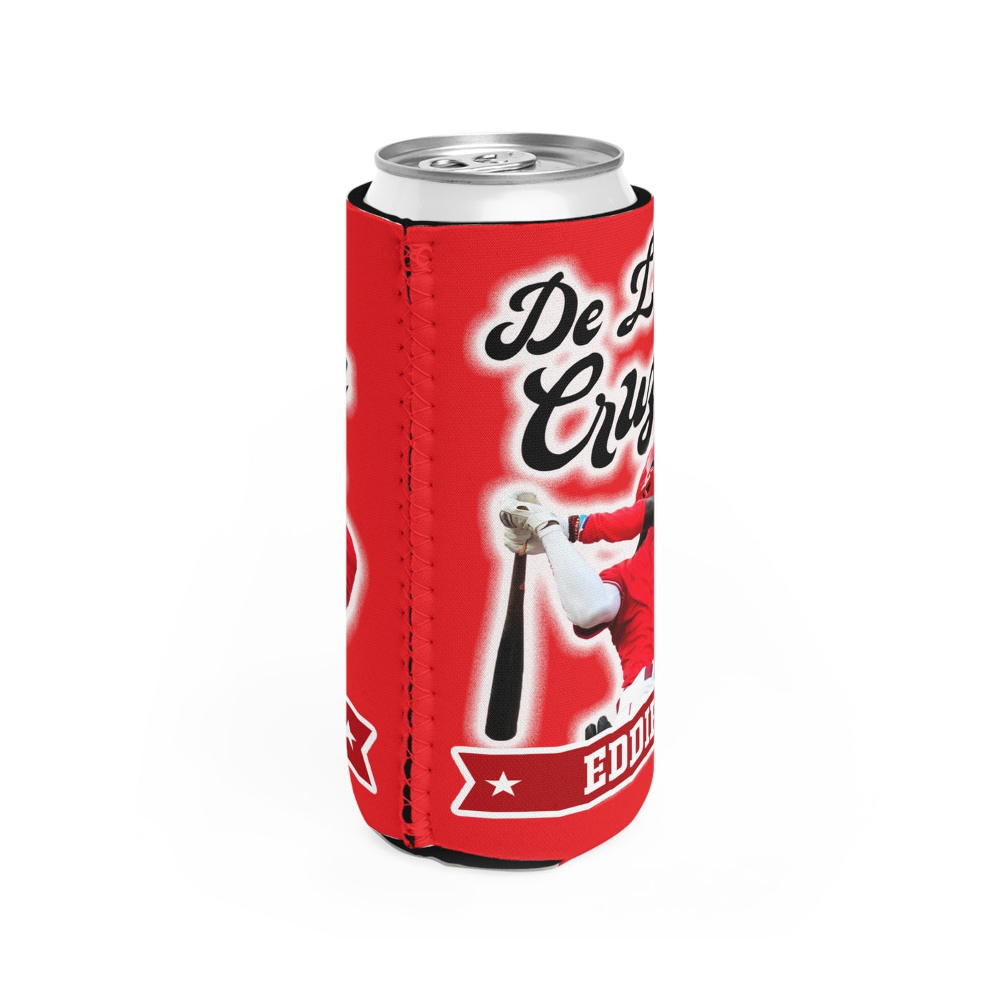 Eddie_De La Cruz SLIM Can Cooler Personalized, De La Cruz'n, Elly De LA Cruz Cincinnati Reds Fan Inspired Slim Can Cooler