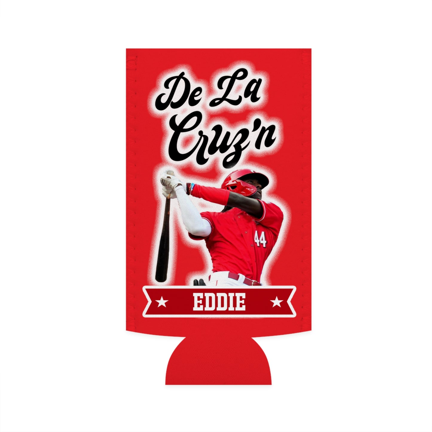 Eddie_De La Cruz SLIM Can Cooler Personalized, De La Cruz'n, Elly De LA Cruz Cincinnati Reds Fan Inspired Slim Can Cooler