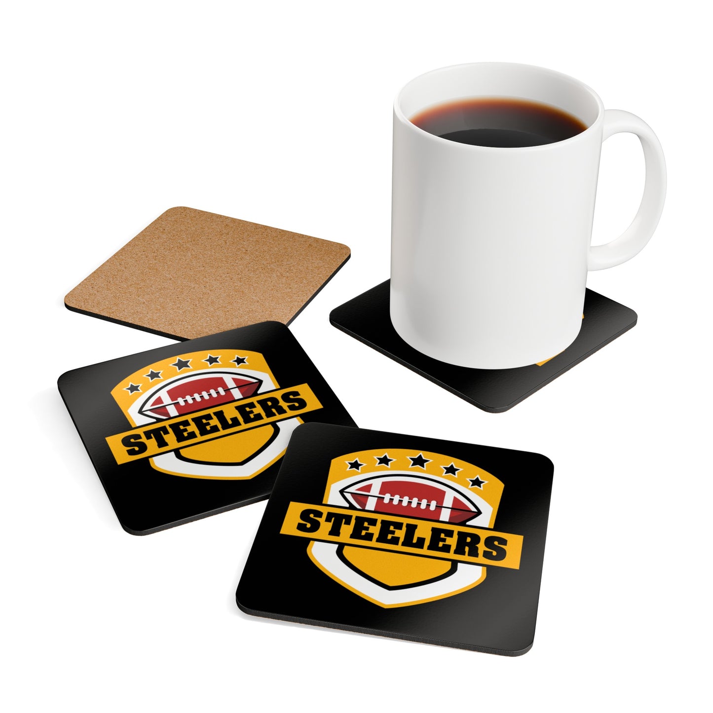 Steelers Football Coaster Set, Pittsburgh Steelers Inspired, Man Cave Gift