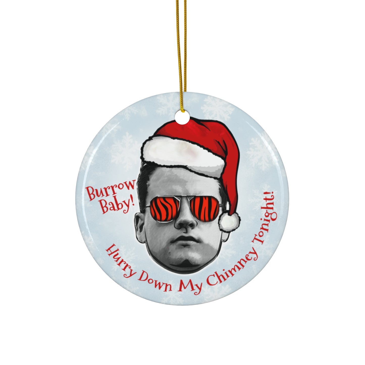 Joe Burrow Keepsake Ornament, Santa Baby Cincinnati Bengals Inspired Ceramic Ornament, #1 Football Super Fan