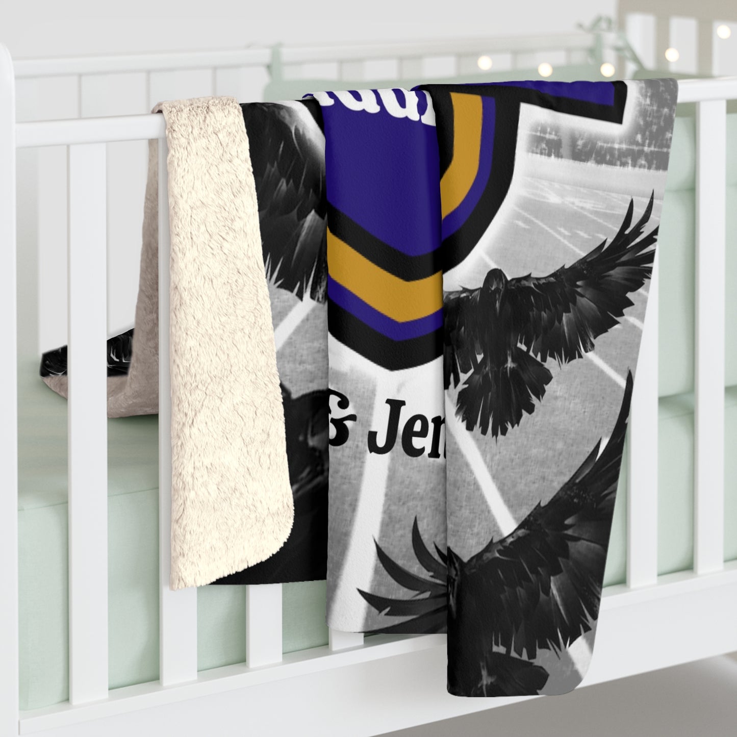 Baltimore Football Blanket Personalized Cuddle Up! Sherpa Fleece Blanket, Super Fan Custom Gift