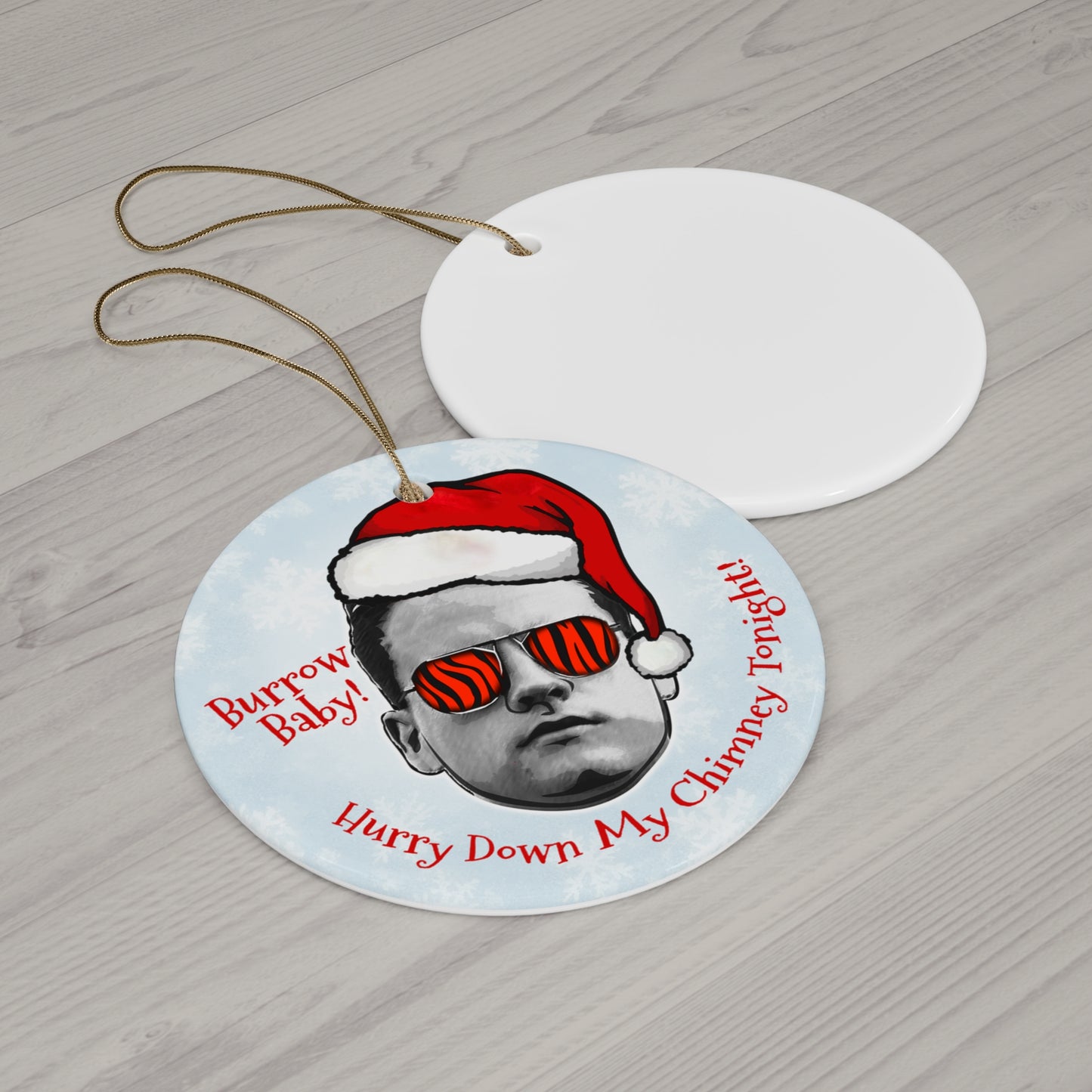 Joe Burrow Keepsake Ornament, Santa Baby Cincinnati Bengals Inspired Ceramic Ornament, #1 Football Super Fan