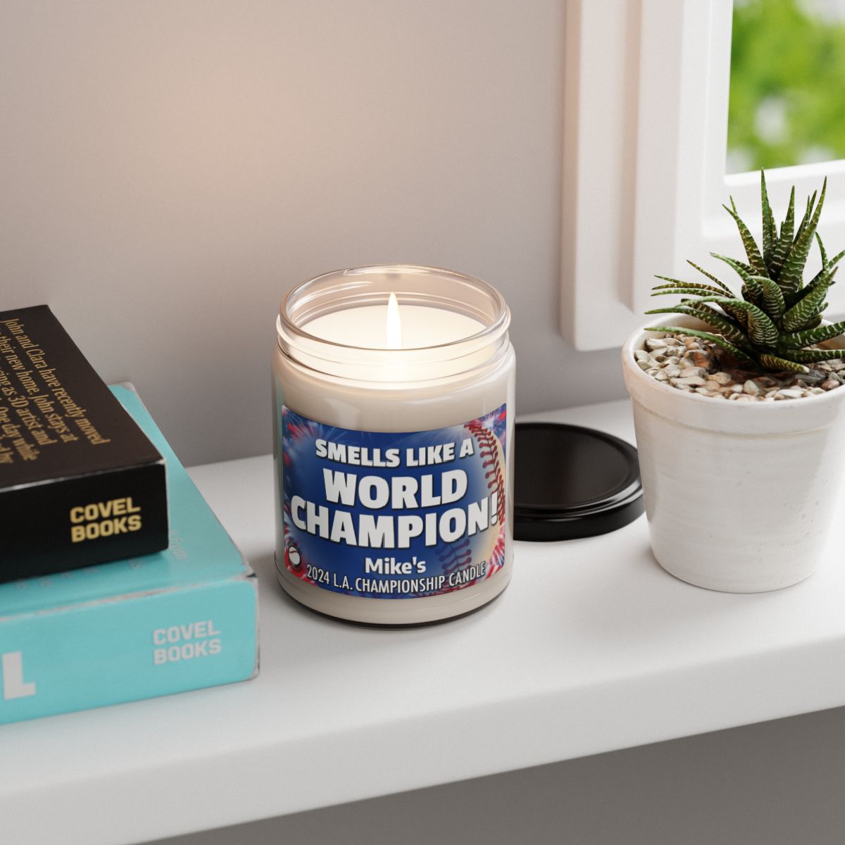 World Championship Smells Like A L.A. Win Personalized Gifting Candle, Dodgers Fan Gift Idea, Baseball Candle, LA Dodgers Inspired Decor