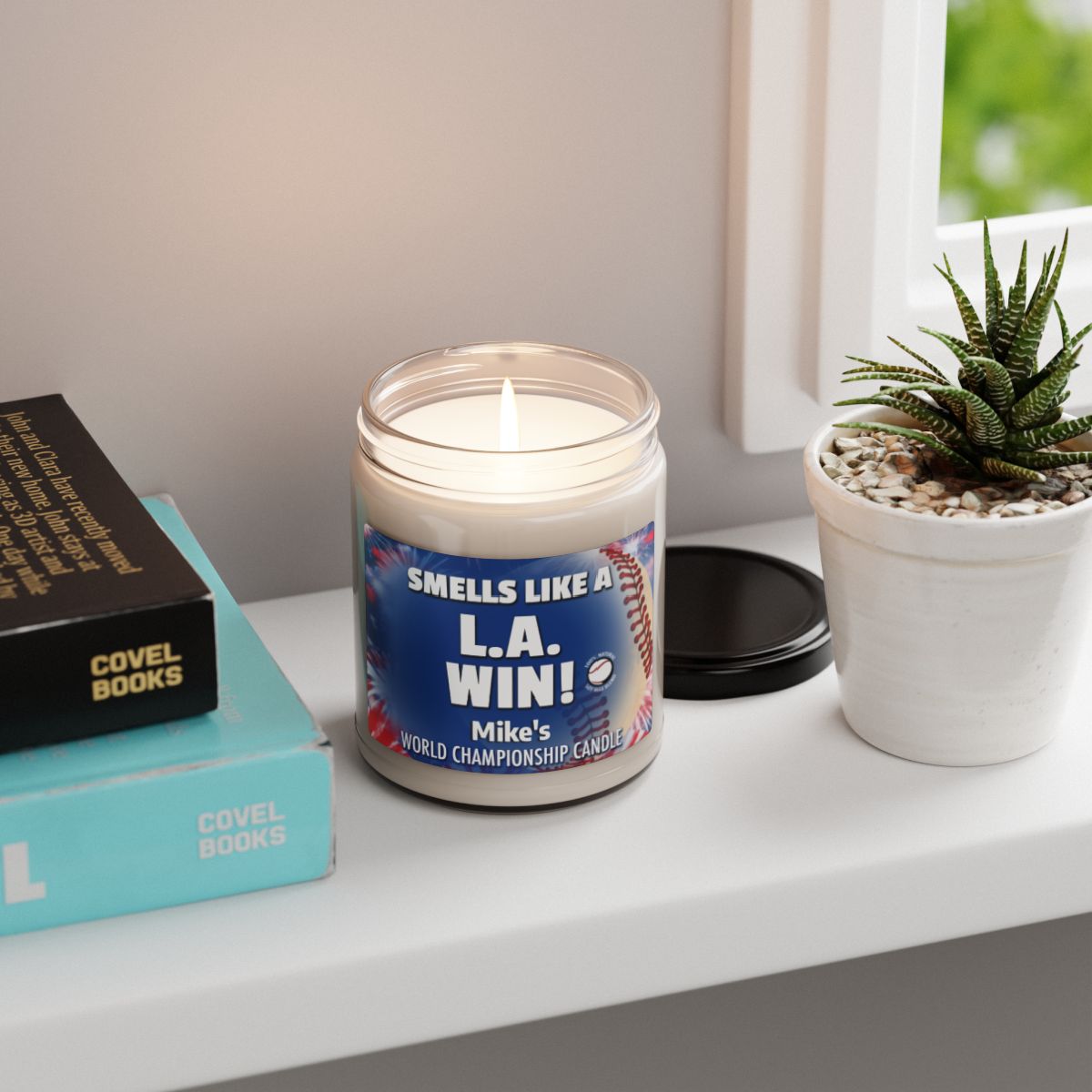 World Champions Smells Like A L.A. Win Personalized Gifting Candle, Dodgers Fan Gift Idea, Baseball Candle, LA Dodgers Inspired Decor