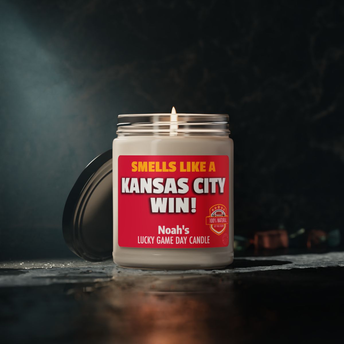 Smells Like A Kansas City Win Personalized Gifting Candle, Football Fan Gift Idea, Pro Team Candle, Chiefs Inspired Custom Gift