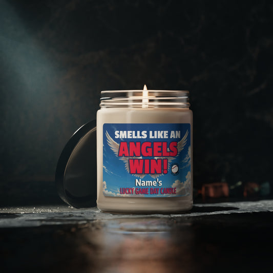 Smells Like An Angels Win Personalized Gifting Candle, Angels Fan Gift Idea, Baseball Candle, Los Angeles Angels Inspired Decor