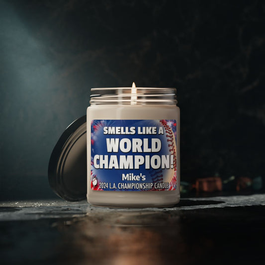 World Championship Smells Like A L.A. Win Personalized Gifting Candle, Dodgers Fan Gift Idea, Baseball Candle, LA Dodgers Inspired Decor