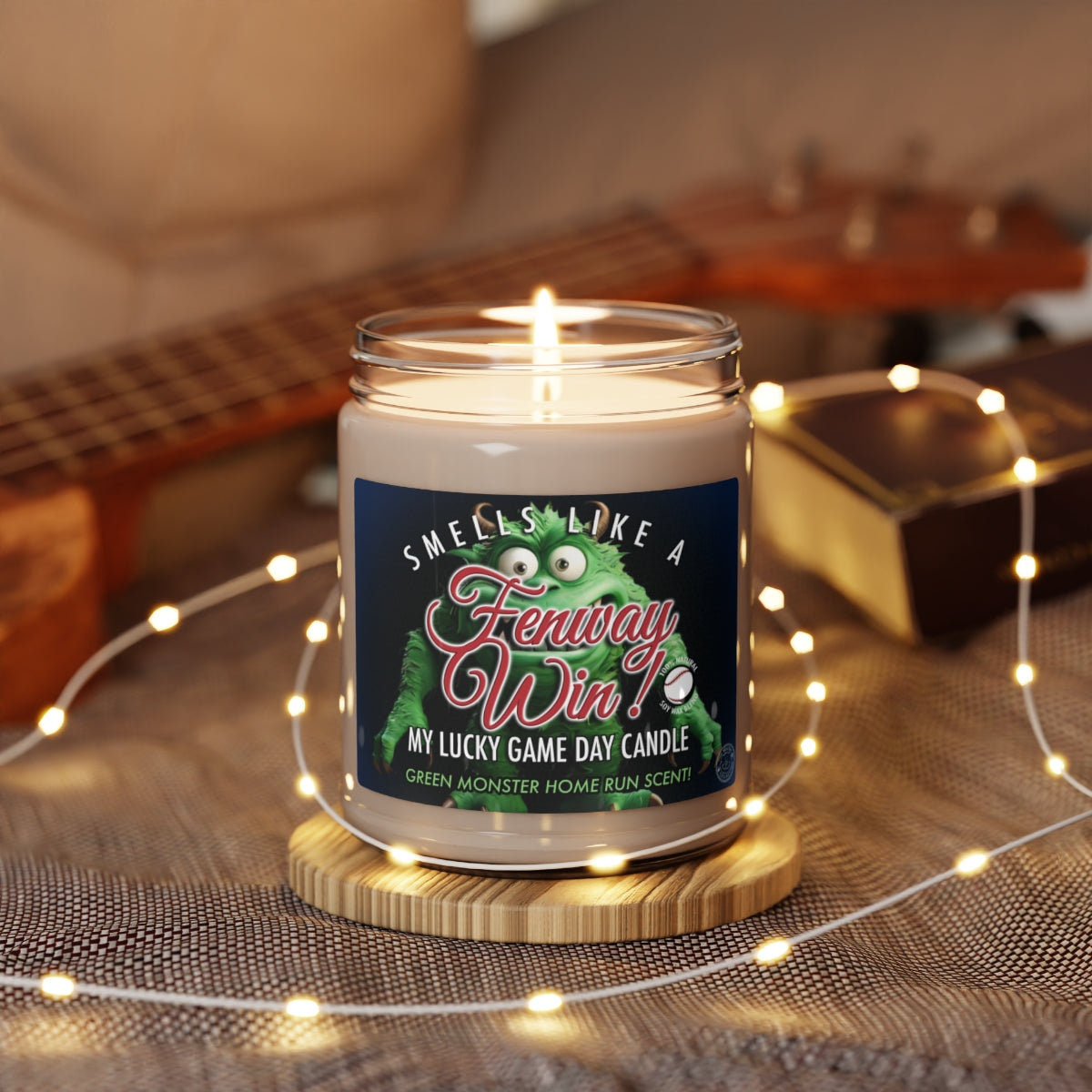 Smells Like A Fenway Win Gifting Candle, Red Sox Fan Baseball Candle, Fenways Green Monster Inspired Decor