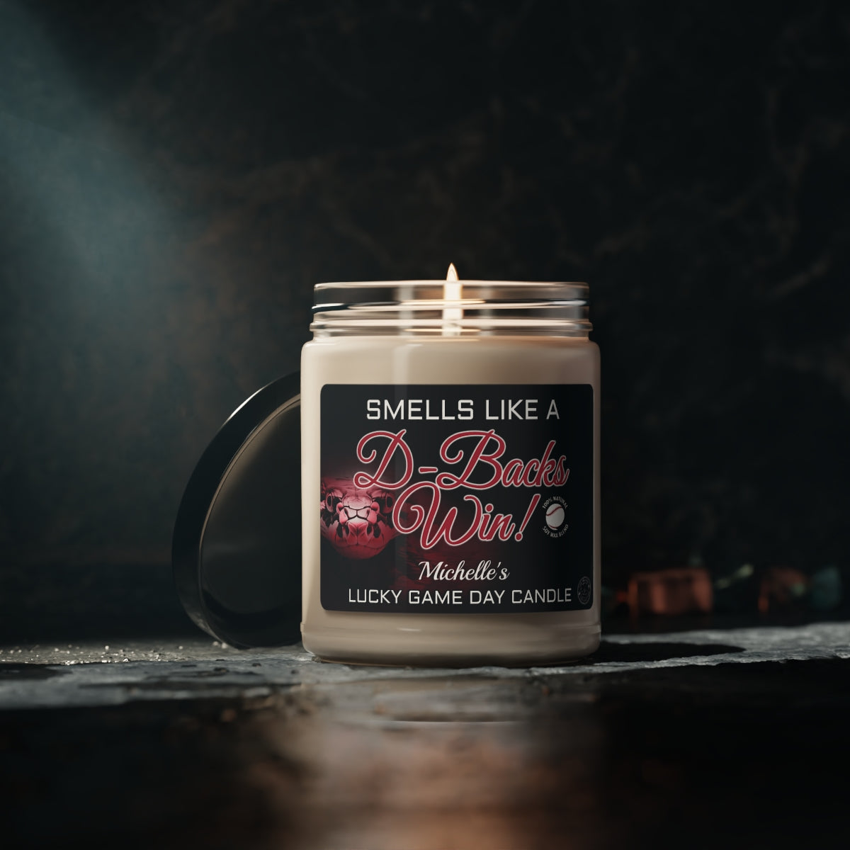 Smells Like A D-Backs Win Personalized Gifting Candle, Diamondbacks Fan Gift Idea, Baseball Candle, Arizona Diamondbacks Inspired Decor