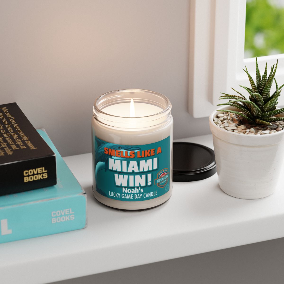 Smells Like A Miami Win Personalized Gifting Candle, Football Fan Gift Idea, Pro Team Candle, Dolphins Inspired Custom Gift