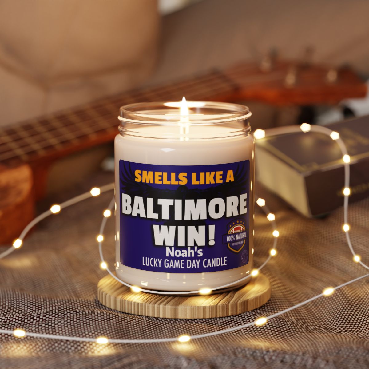 Smells Like A Baltimore Win Personalized Gifting Candle, Football Fan Gift Idea, Pro Team Candle, Ravens Inspired Custom Gift