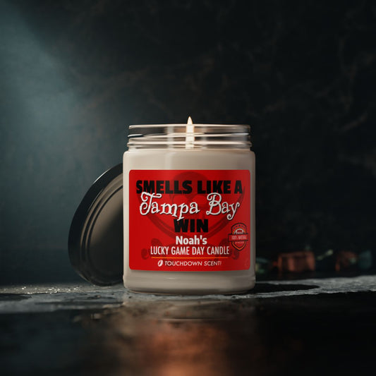 Smells Like A Tampa Bay Win Personalized Gifting Candle, Football Fan Gift Idea, Pro Team Candle, Buccaneers Inspired Custom Gift