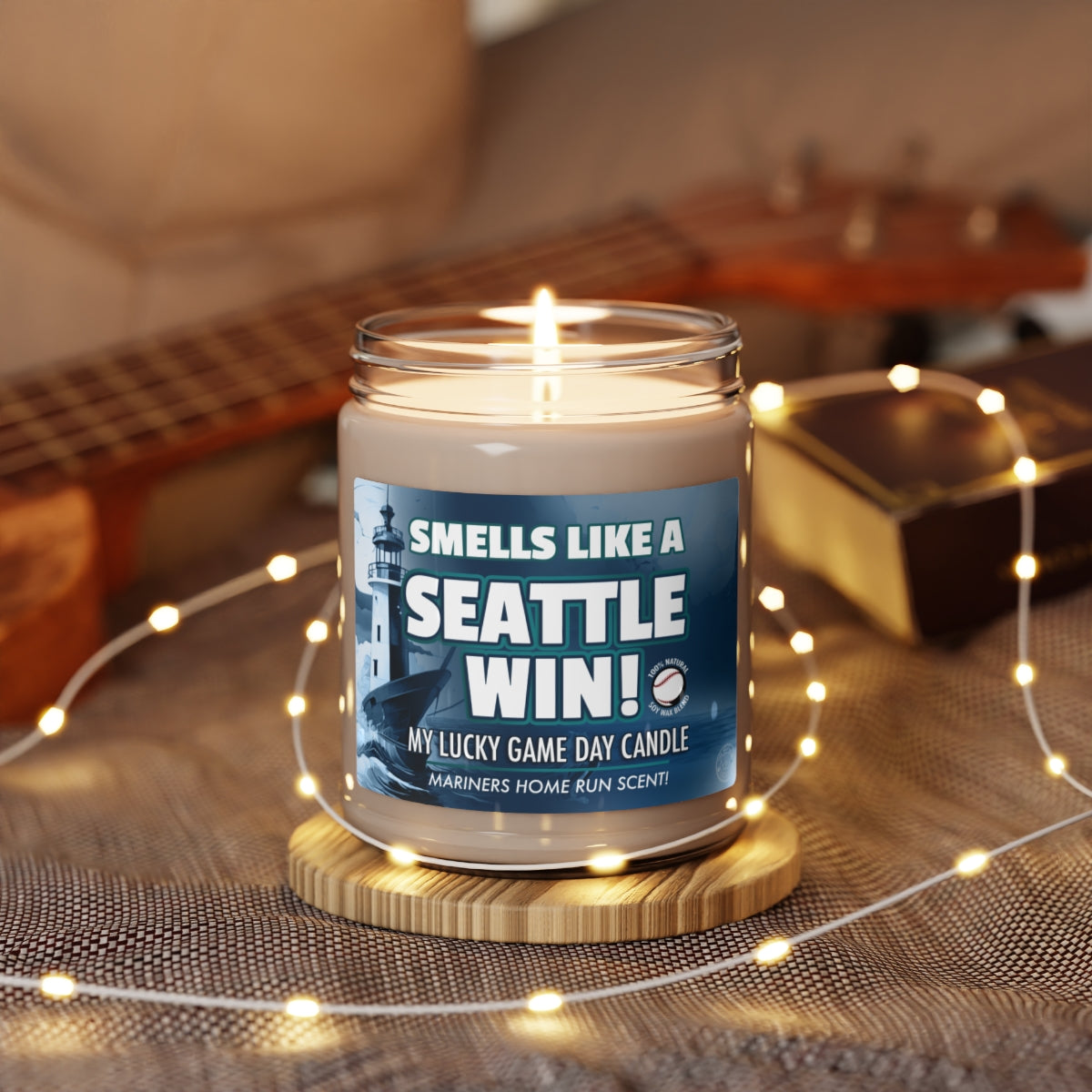 Smells Like A Seattle Win Theme Gifting Candle, Fan Baseball Candle, Seattle Mariners Inspired Decor